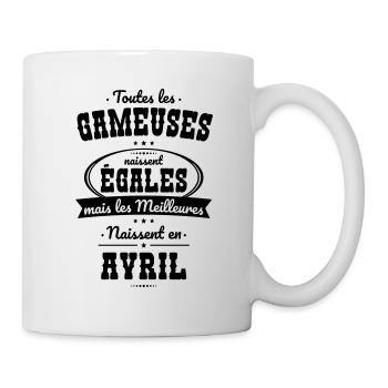 Gameuses égales meilleures naissent en Avril - Mug blanc - blanc - Droite