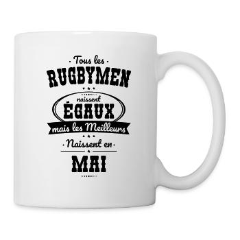 Rugbymen égaux meilleurs naissent en Mai - Mug blanc - blanc - Droite
