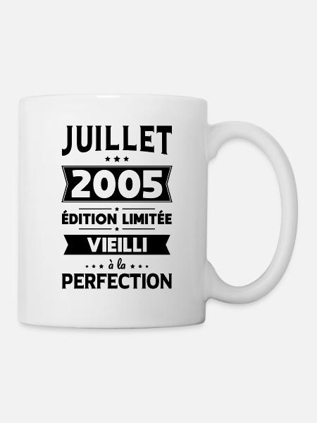 Anniversaire 20 ans - Juillet 2005 Perfection - Mug blanc - blanc