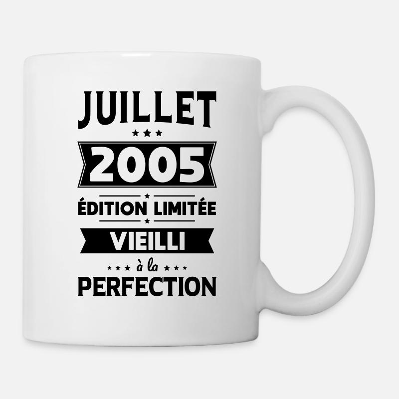 Anniversaire 20 ans - Juillet 2005 Perfection - Mug blanc - blanc