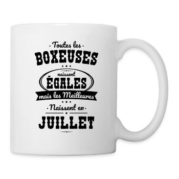 Boxeuses égales meilleures naissent en Juillet - Mug blanc - blanc - Droite