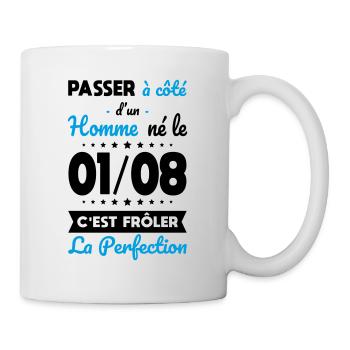 Anniversaire - Né le 1er Août Frôler perfection - Mug blanc - blanc - Droite