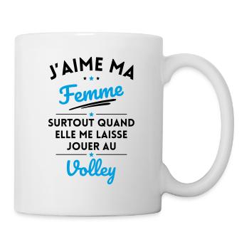 J'aime ma femme quand me laisse jouer au Volley - Mug blanc - blanc - Droite