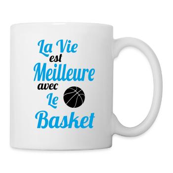 La vie est meilleure avec le basket - Idée Cadeau - Mug blanc - blanc - Droite