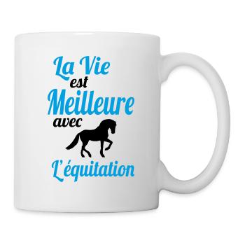 La vie est meilleure avec l'équitation - Cadeau - Mug blanc - blanc - Droite