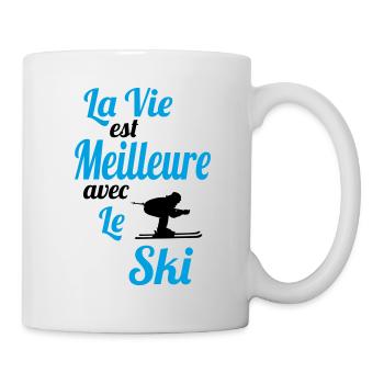 La vie est meilleure avec le Ski - Idée Cadeau - Mug blanc - blanc - Droite