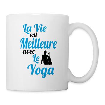 La vie est meilleure avec le Yoga - Idée Cadeau - Mug blanc - blanc - Droite