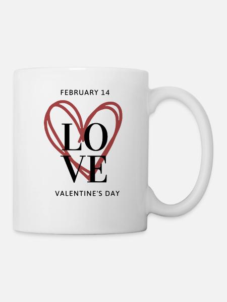 Herz zu Valentinstag - Tasse - Weiß