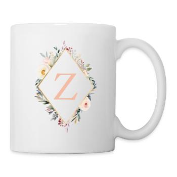 Z Monogramm , Floral, Boho - Tasse - Weiß - Rechts