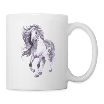 Pferd mit langer Mähne - Tasse - Weiß - Rechts