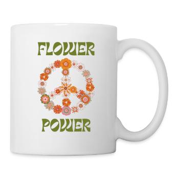 Flower Power, Paix, Amour - Mug blanc - blanc - Droite
