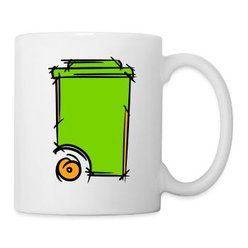 Garbage can illustration. Dustman. Waste management - Mug - white - Right