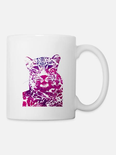 Rosa Leopardenkopf - Tasse - Weiß