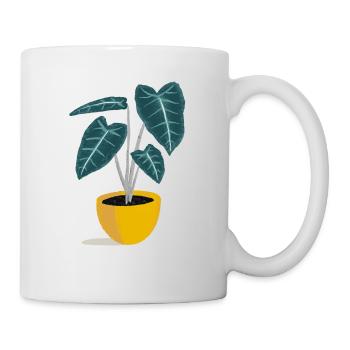 Kleine Alocasia im gelben Topf - Tasse - Weiß - Rechts