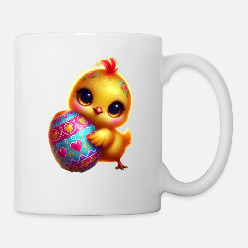Ostern-Kücken mit Ei - Tasse - Weiß