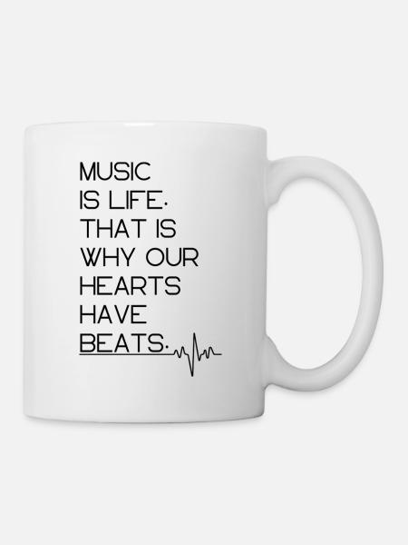 Music Is Life – Heartbeat & Beats Design - Mug - white