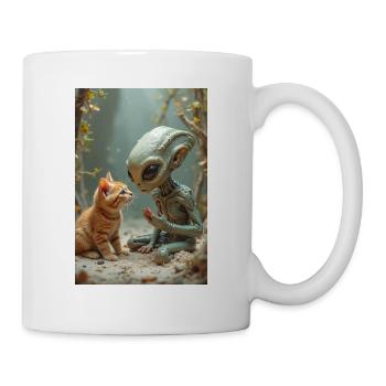 Alien Creature with Cat Companion - Mug - white - Right