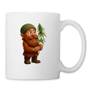Begeisterter Zwerg mit Cannabispflanze - Tasse - Weiß - Rechts