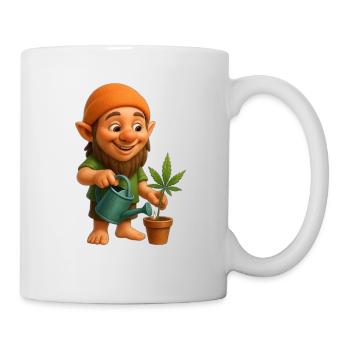 Zwerg mit Gießkanne und Cannabispflanze - Tasse - Weiß - Rechts