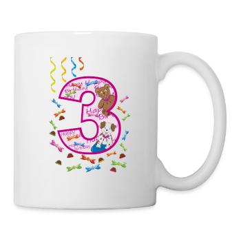 Third birthday 3 years happy birthday pink - Mug - white - Right