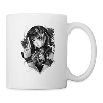 Manga Gun Girl Grau - Tasse - Weiß - Rechts