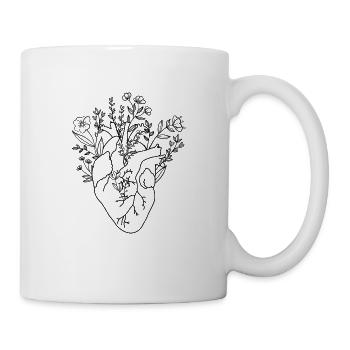 Herzmuskel, Pflanze, Blumen, Pflanzenliebe, Herz - Tasse - Weiß - Rechts