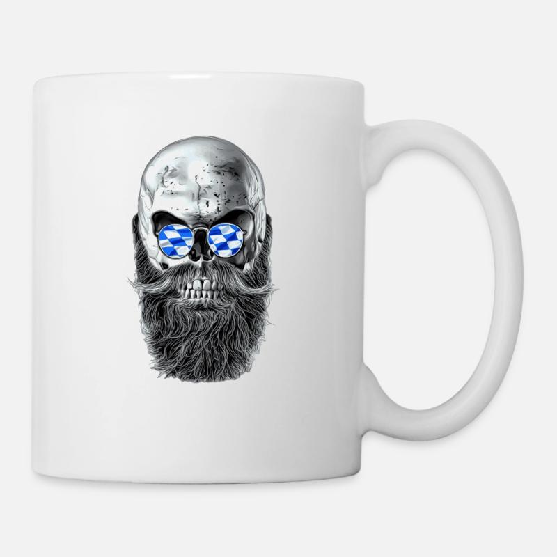 Bavarian hipster skull - Tasse - Weiß