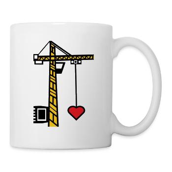 Construction crane crane Hebekran construction heart - Mug - white - Right