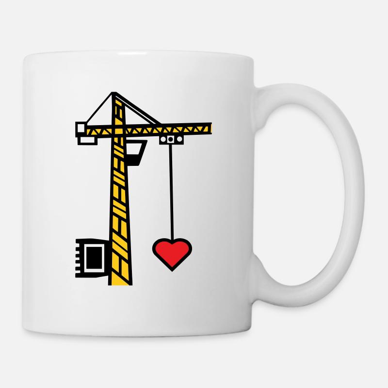 Grue de construction Grue de levage De construction Coeur - Mug blanc - blanc