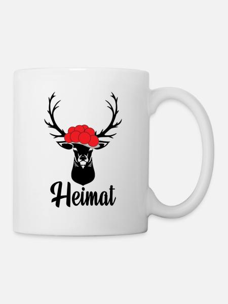 Heimat Schwarzwald Bollenhut Hirsch Aufkleber - Tasse - Weiß