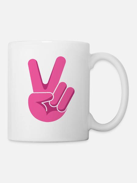 Liebe Freiheit Friede Hoffnung Zeichen Handzeichen - Tasse - Weiß