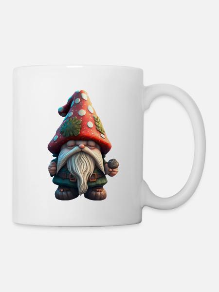 Verschlafener Zwerg mit Fliegenpilzhut Kinder - Tasse - Weiß