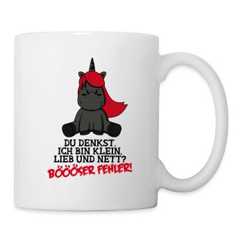 Klein Lieb Nett - Böser Fehler Spruch Einhorn - Tasse - Weiß - Rechts