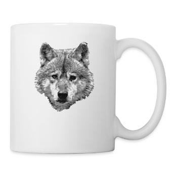 BERIX WOLF Kopf SW - Tasse - Weiß - Rechts