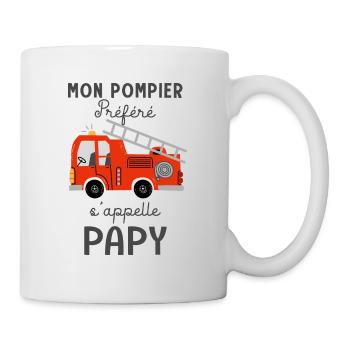 Papy Pompier prefere Papi et petit fils - Mug blanc - blanc - Droite
