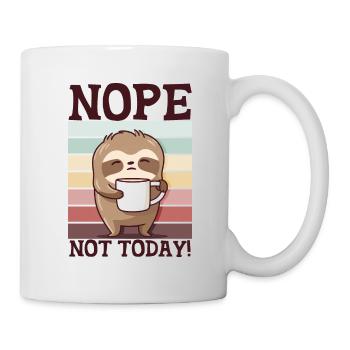 Spuch Faultier mit Tasse Müde Lustig Morgenmuffel - Tasse - Weiß - Rechts