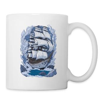 Sailing Ship Line Art Illustration - Mug - white - Right