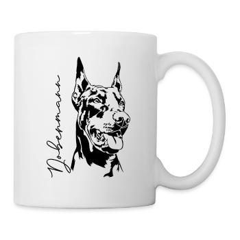 Dobermann Hundeportrait Hunde Hundesport Wilsigns - Tasse - Weiß - Rechts