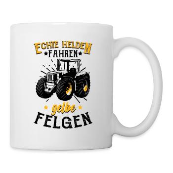 Trecker Traktor Echte Helden Fahren Gelbe Felgen - Tasse - Weiß - Rechts