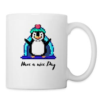 Bonne journée pingouin - Mug blanc - blanc - Droite