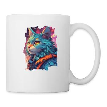 ChromePurr // Cyberpunk Cat - Mug - white - Right