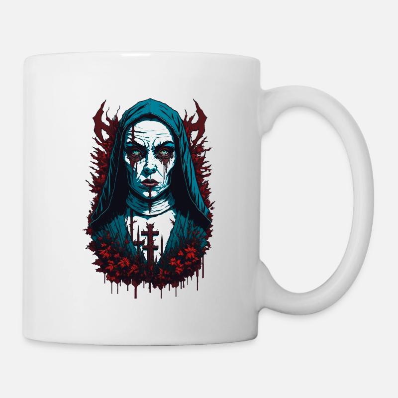Horror Nonne Halloween Grusel Creepy - Tasse - Weiß