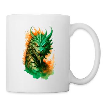 majestätischer Drache in Flammen - Tasse - Weiß - Rechts