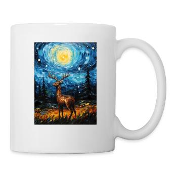 Cerf, Van Gogh, Style Nuit Étoilée - Mug blanc - blanc - Droite