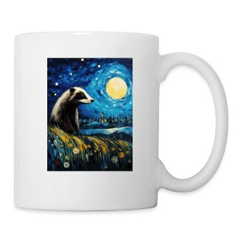 dachs, van gogh, sternennacht, tier - Tasse - Weiß - Rechts