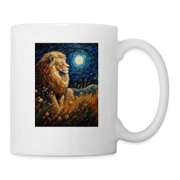 Lion, Van Gogh, Nuit Étoilée, Animal, Lions - Mug blanc - blanc - Droite