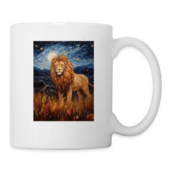 Lion, Van Gogh, Nuit Étoilée, Animal, Lions - Mug blanc - blanc - Droite
