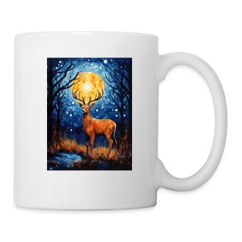 Cerf, Van Gogh, Nuit Étoilée, Animal - Mug blanc - blanc - Droite