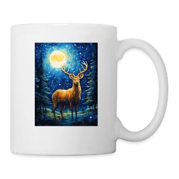 Cerf, Van Gogh, Nuit Étoilée, Animal - Mug blanc - blanc - Droite