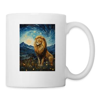 Lion, Van Gogh, Nuit Étoilée, Animal, Lions - Mug blanc - blanc - Droite